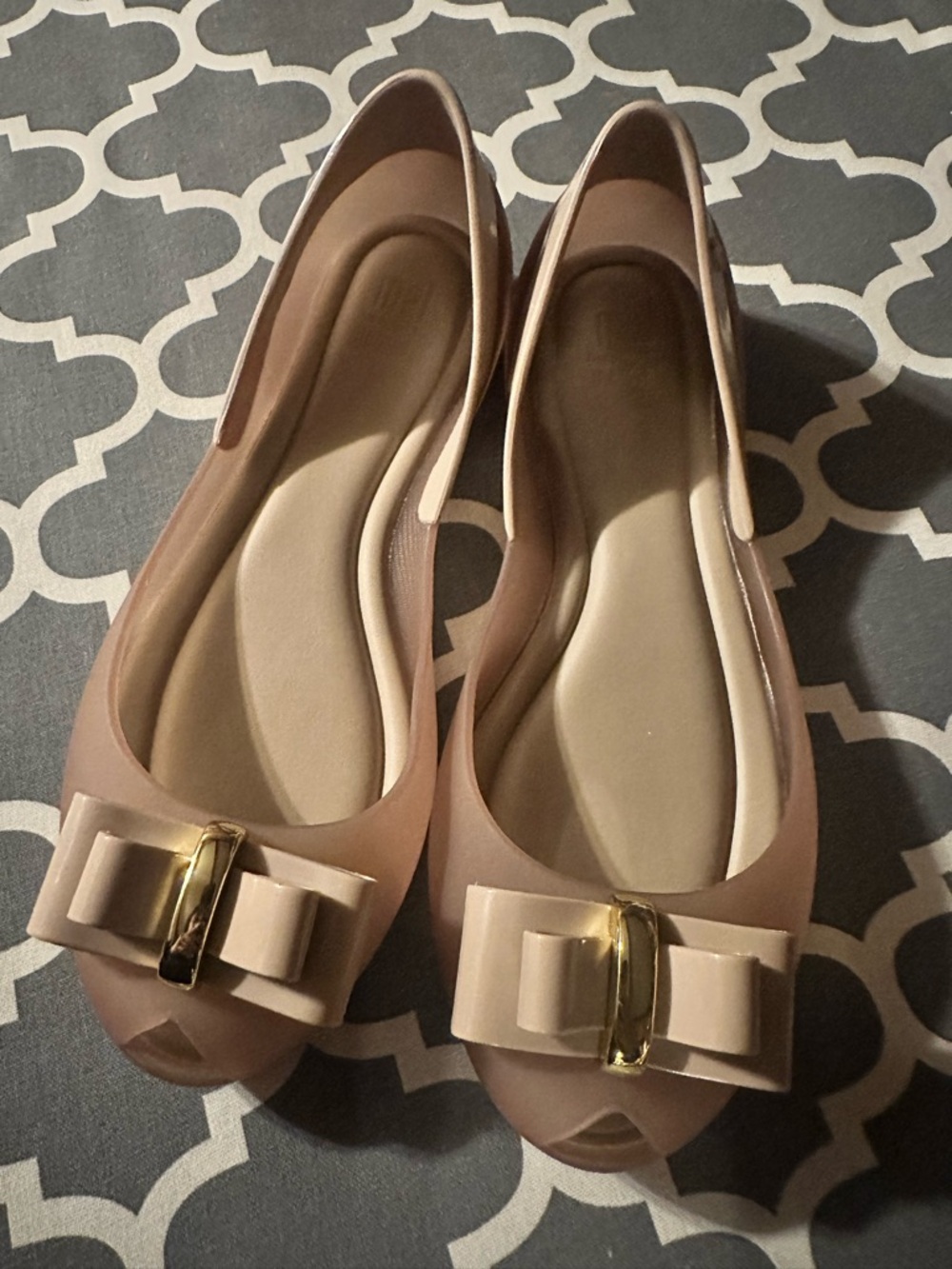 Mel Dreamed by Melissa Bow Peep Toe Jelly Flats